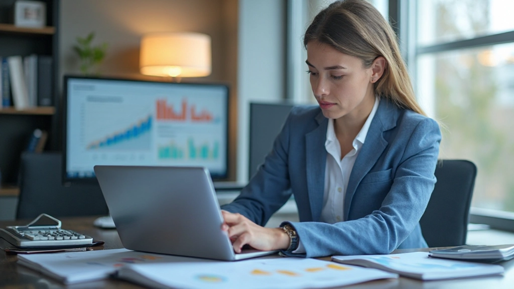 Аналитик изучает финансовые графики и диаграммы на мониторе